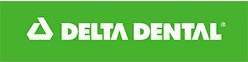 The delta dental logo is on a green background.