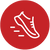 an icon of a running shoe in a red circle
