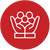 a pair of hands holding a group of people in a red circle