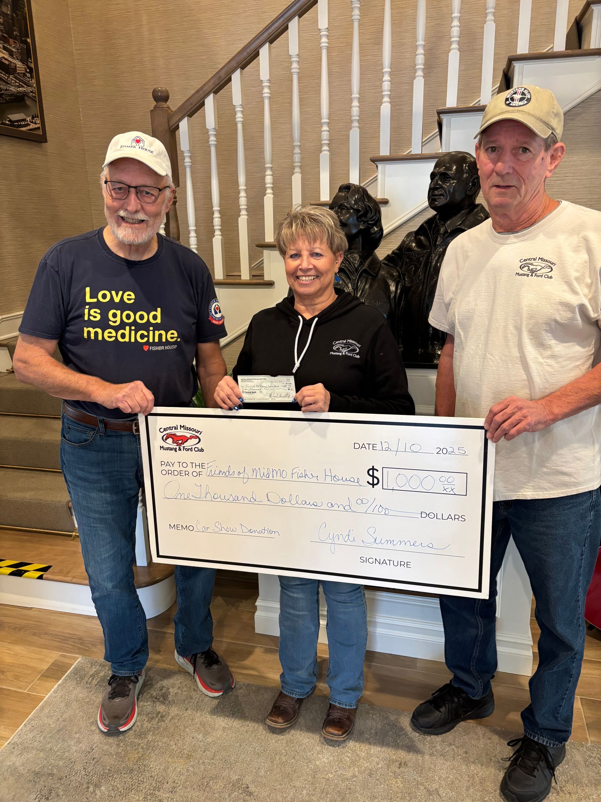 2025 Friends of Mid Missouri Fisher House donation from the Central MO Mustang & Ford Club