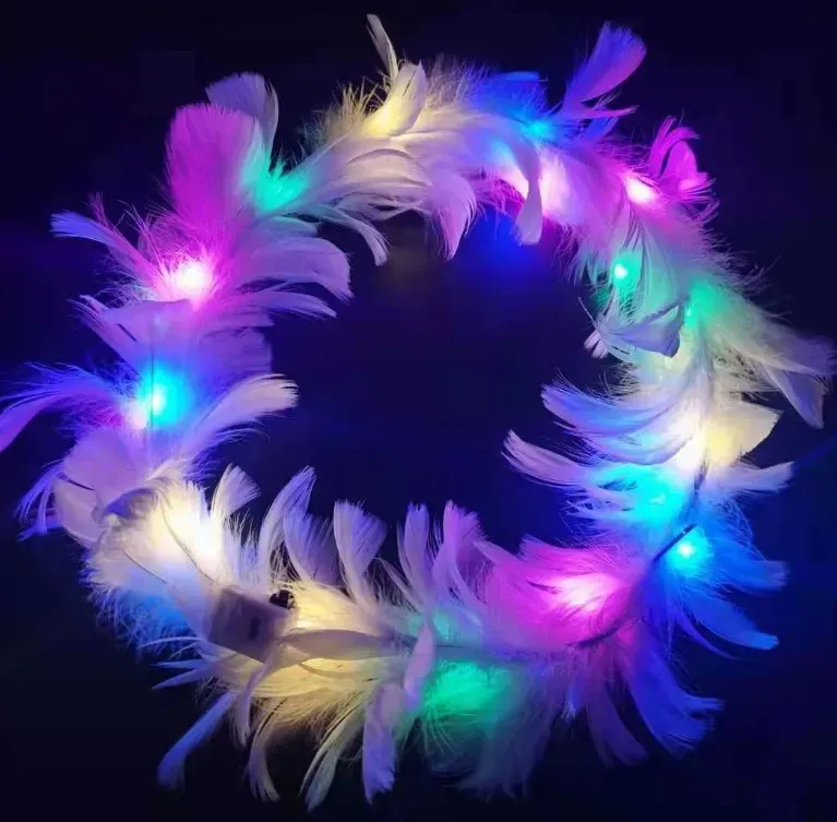 Vincha con plumas Led
