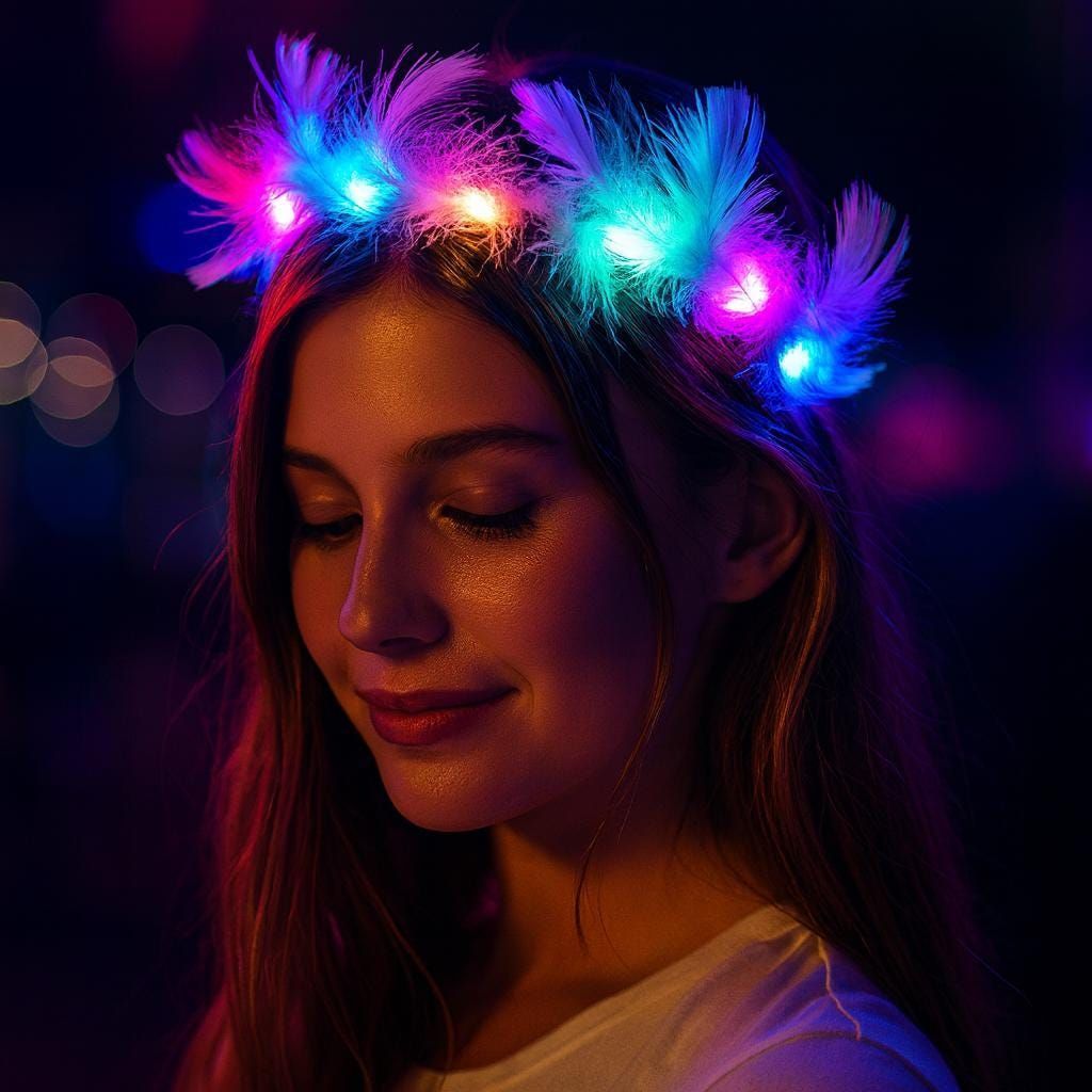 Vincha con plumas Led