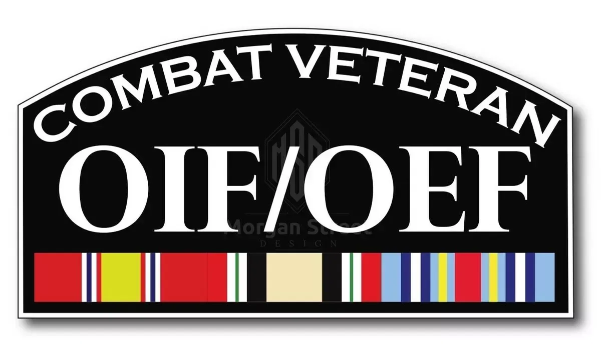 A sign that says combat veteran oif / oef on it