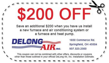 Coupon | Springfield, OH | Delong Air Inc.