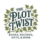 The Plot Twist logo: dark green text with ivy, advertising books, records, gifts, and more.