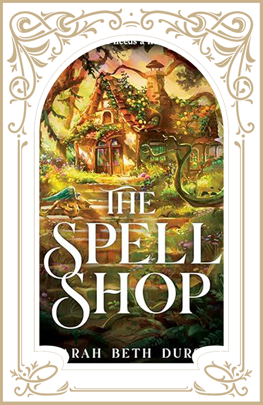 Woman holding small brown bag, smiling at a table with others. Snacks and books in the background.