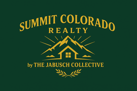 The logo for summit colorado realty shows a house on top of a mountain.