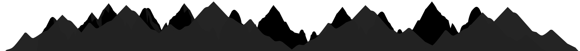 A dark, stylized silhouette of a jagged mountain range against a plain background.