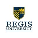 The logo for regis university has a shield on it