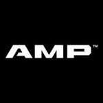 The amp logo is white on a black background.