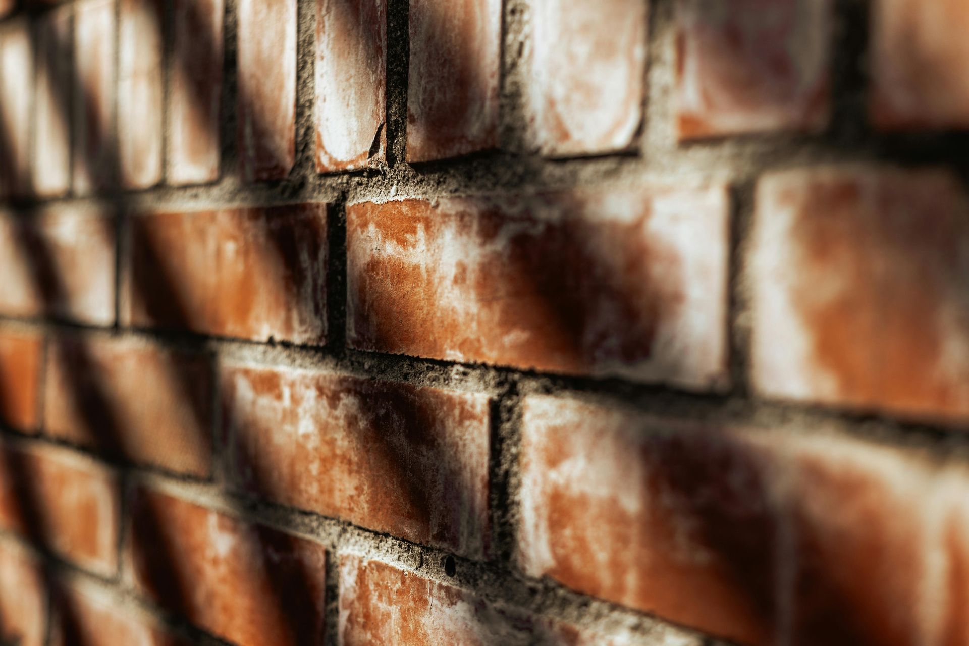 Red brick wall with shadows across the surface.