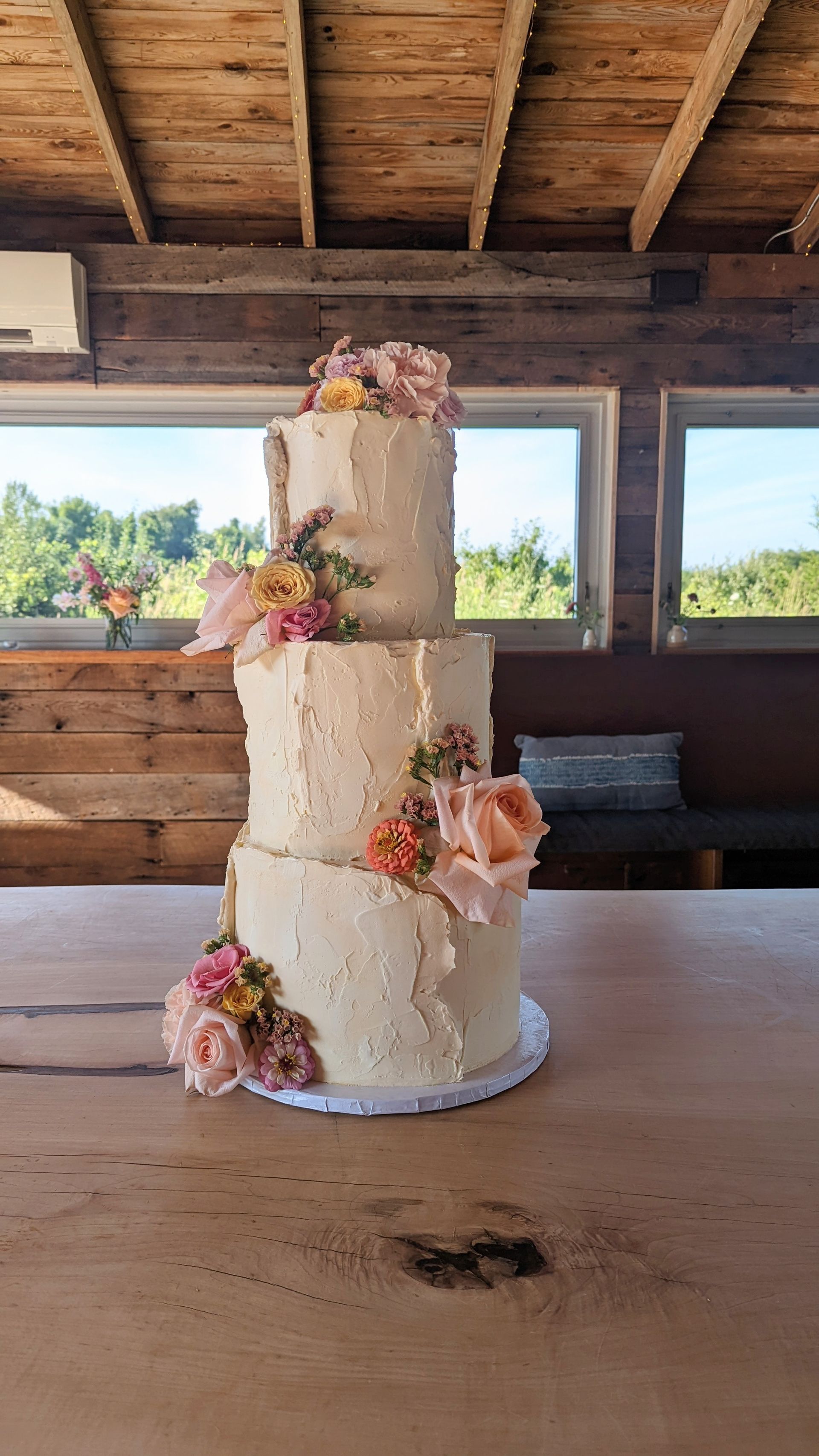three tier cake with florals