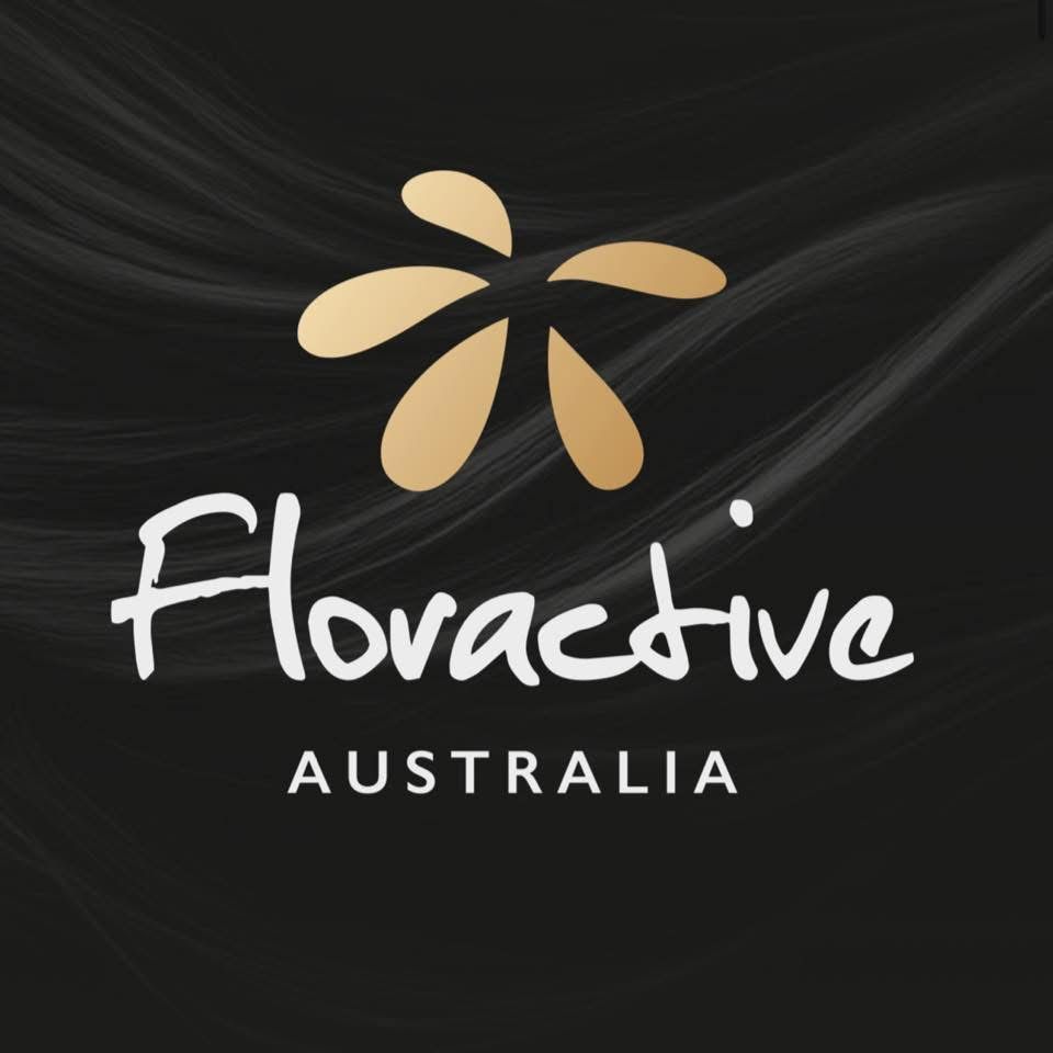 A Logo for Floractive Australia on a Black Background —  L'Auranda Hair Salon In  Evan St. Mackay, QLD
