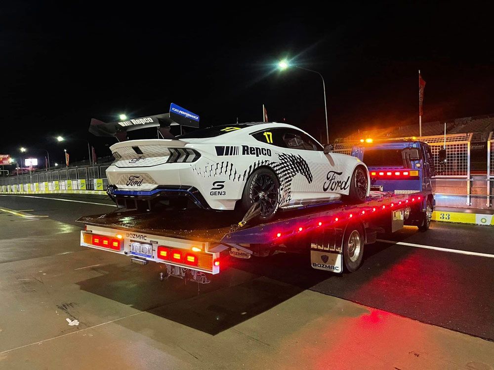 Ford Mustang With Repco Stickers — Trade & General Towing in Warners Bay, NSW