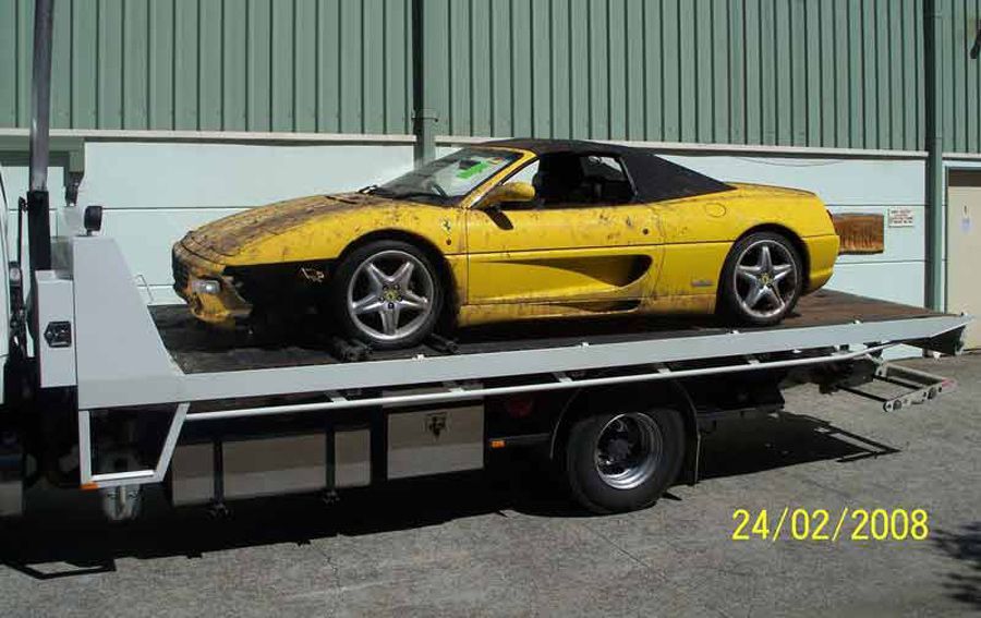 Towing The Old And Broken Yellow Sports Car — Trade & General Towing In Sandgate NSW