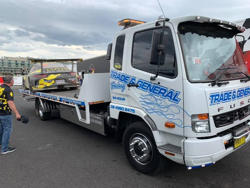 Towing the Taplin Sports Race Car — Trade & General Towing in Sandgate, NSW