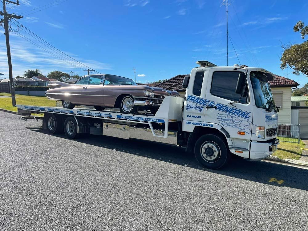 Towing the Vintage Car — Trade & General Towing in Sandgate, NSW