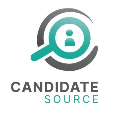 The logo for candidate source is a magnifying glass with a person in it.