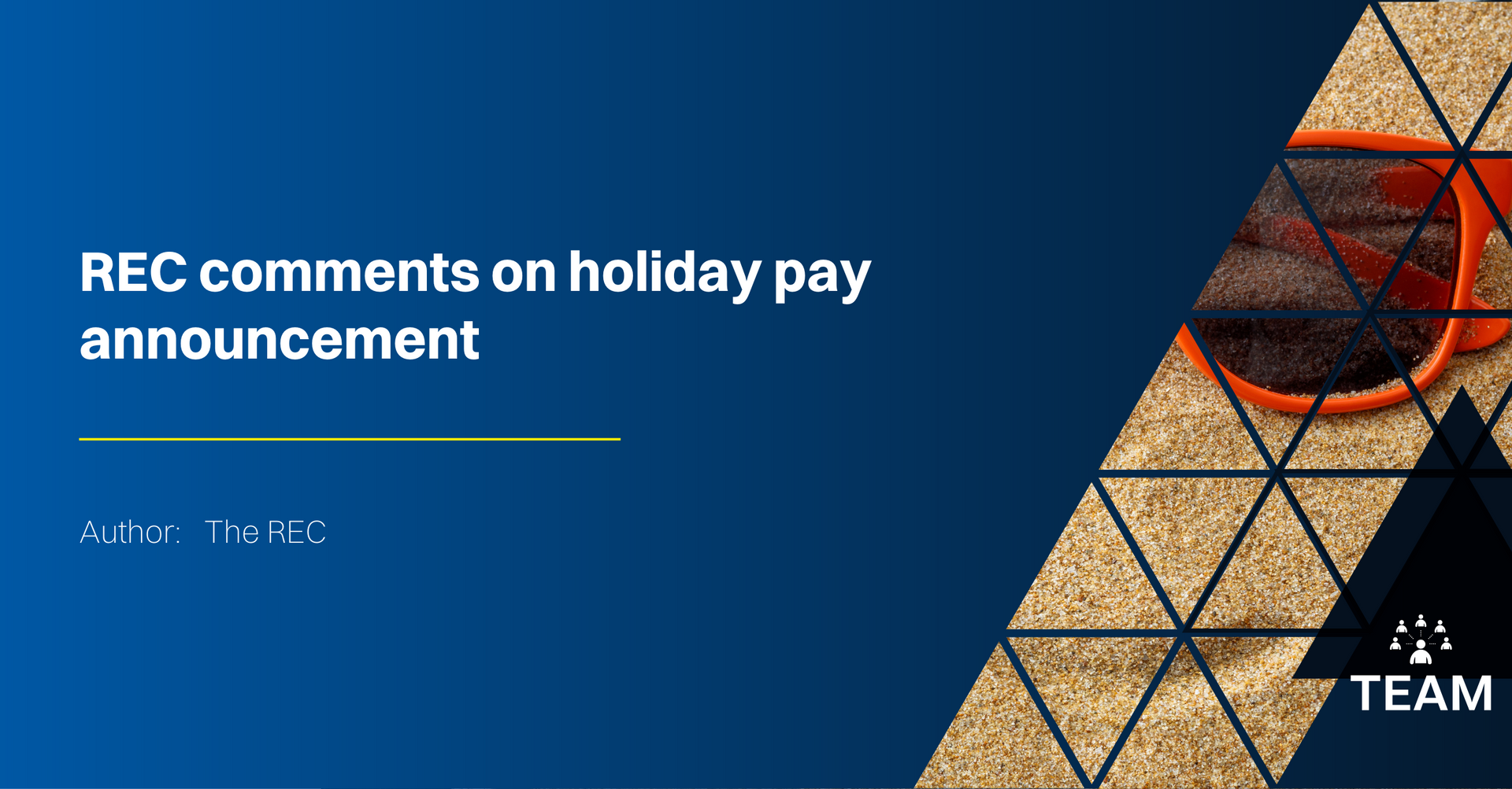 A blue background with the words rec comments on holiday pay announcement