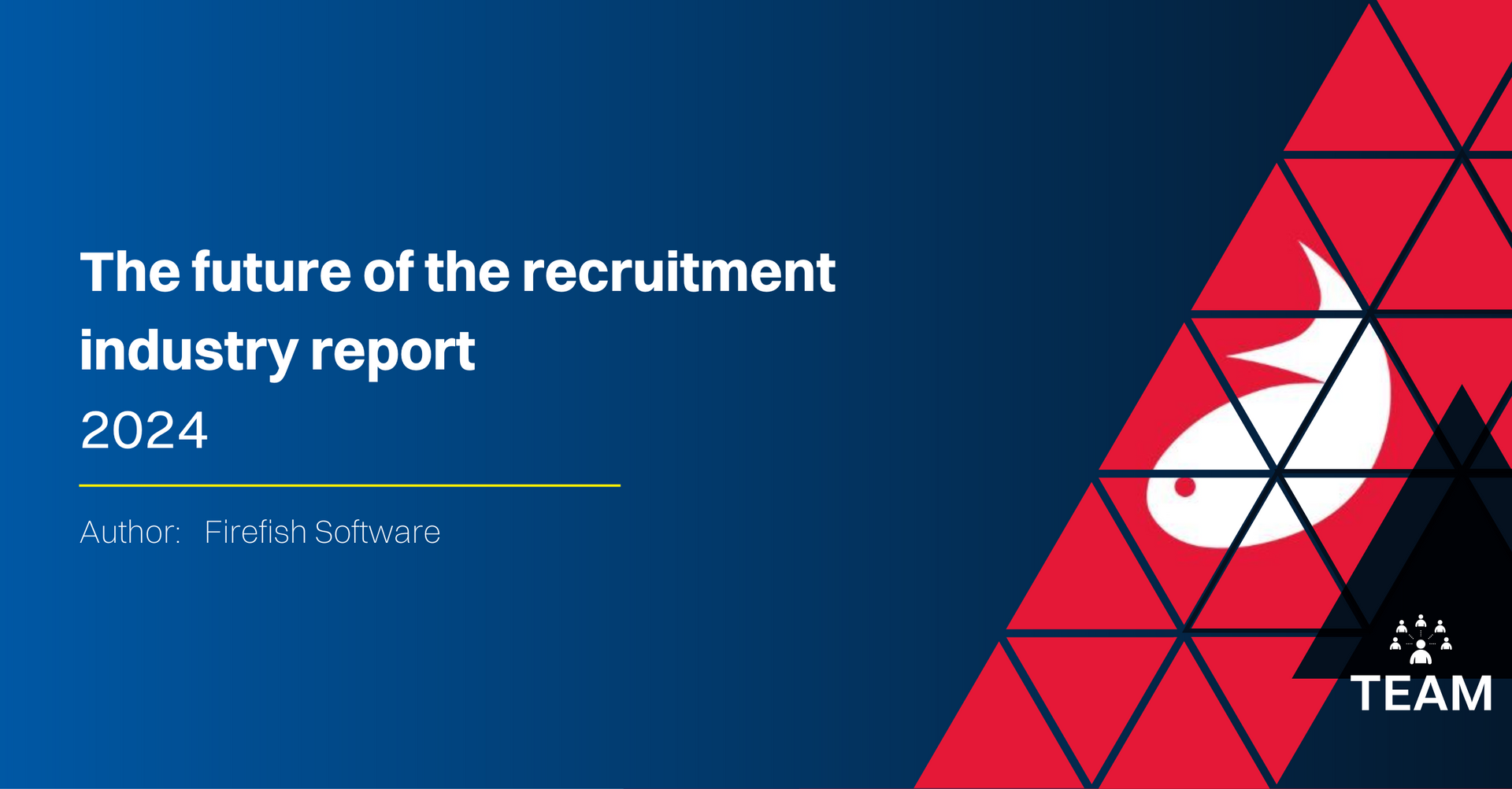 The future of the recruitment industry report 2024 is shown on a blue and red background.