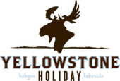 Yellowstone Holiday logo with a black bison silhouette over text on a white background
