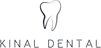 Black and white dental logo with a tooth graphic above the words 