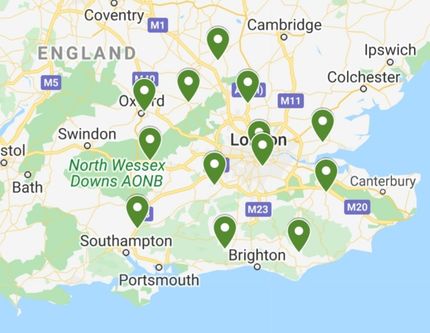 Turfing locations across Sussex Surrey Kent Hampshire Hertfordshire Bedfordshire Buckinghamshire Berkshire Essex and London