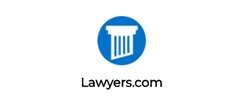 Lawyers.com logo: blue circle with a column and text
