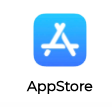 App Store icon: white "A" on a blue gradient square.