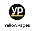 YellowPages logo: Black circle with white "yp" and yellow underline.