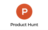 Product Hunt logo: white "P" in a red circle, with "Product Hunt" below.