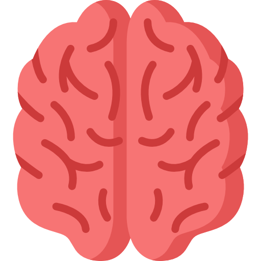 Pink cartoon brain.