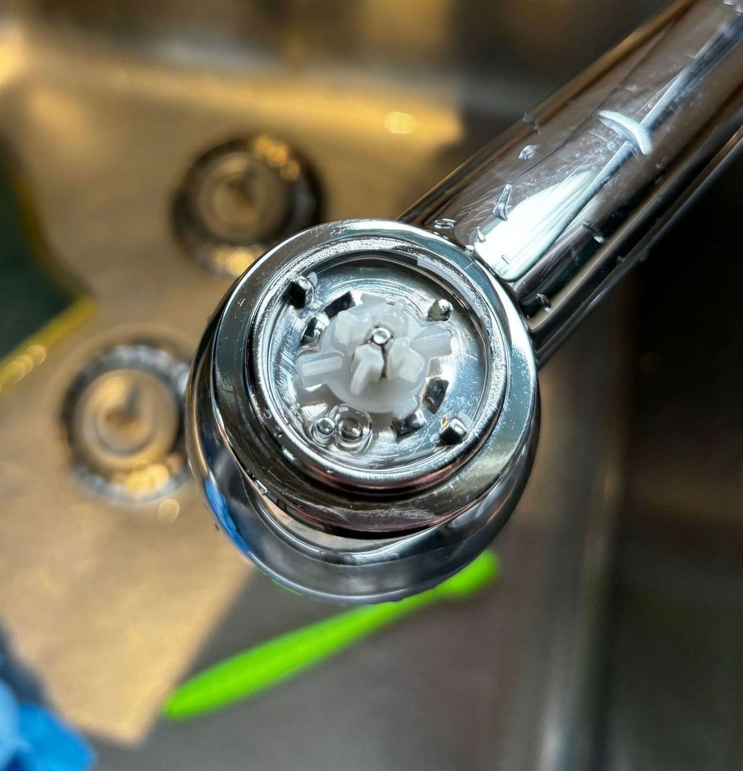 A close up of a faucet on a sink