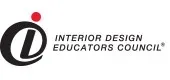 Logo for the Interior Design Educators Council, featuring a stylized black letter "i" with a red dot above it.