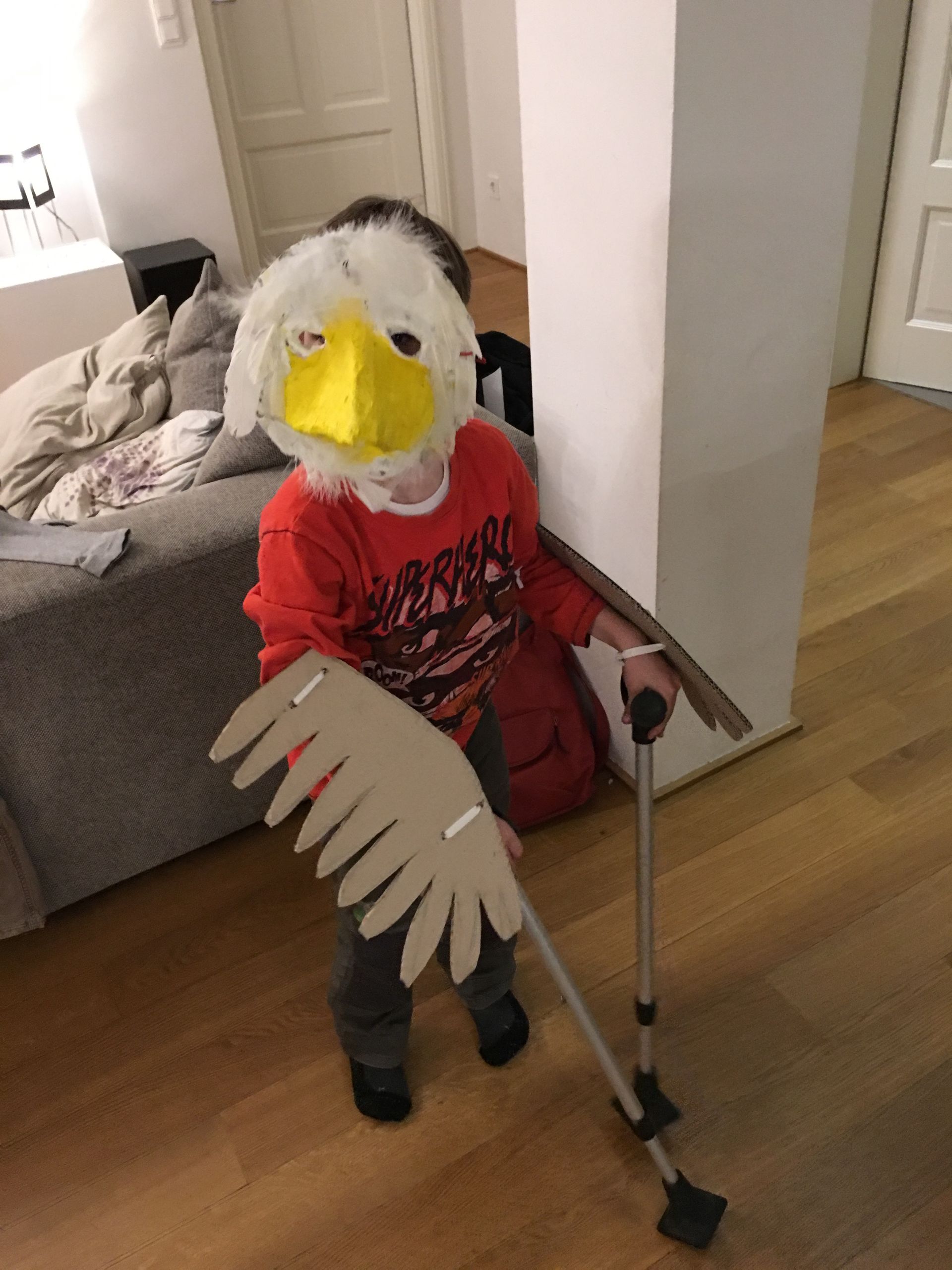 Basteln, Vogelmaske, Pappmache
