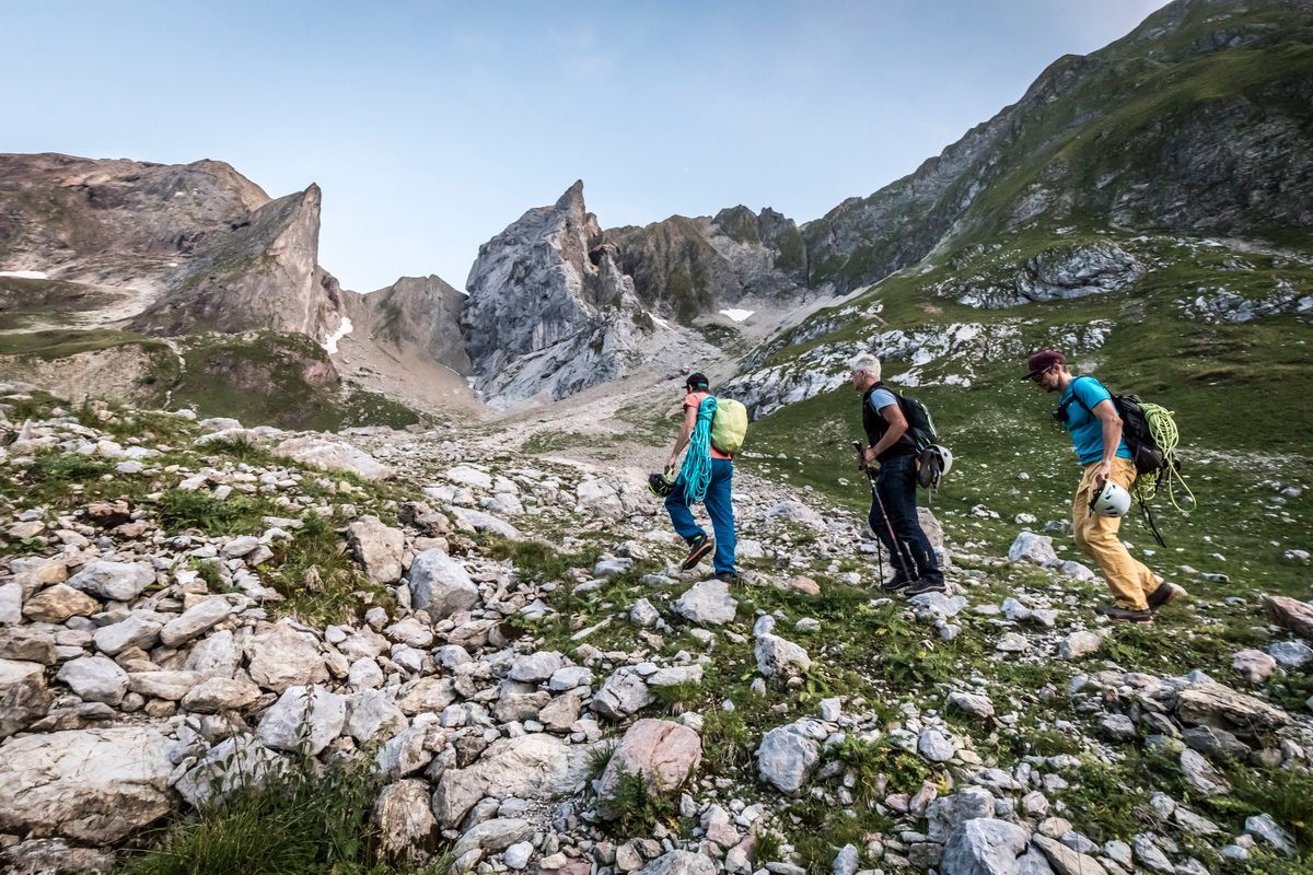 Schreck-Heel, Freispitze, Lechtaler Alpen, Alpinismus, Klettern, Freeclimbing, Zustieg