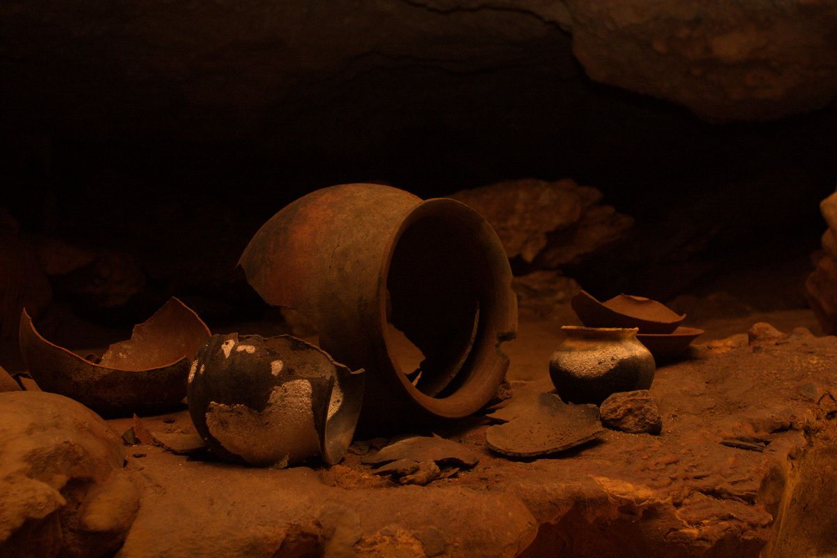Mexico, Yucatan, Belize, Maya, Höhle, Cave, Archäologie, Tontöpfe