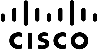 Cisco logo: black bars in wave pattern above the word