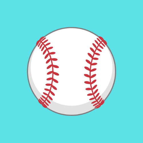 Baseball with red stitching on a blue background.