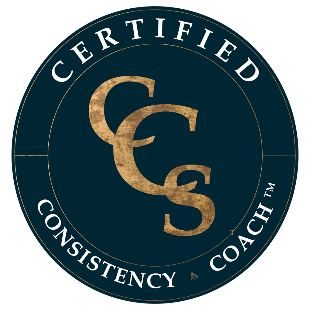 Dark blue circular logo with gold