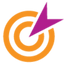 Orange target with a purple arrow.