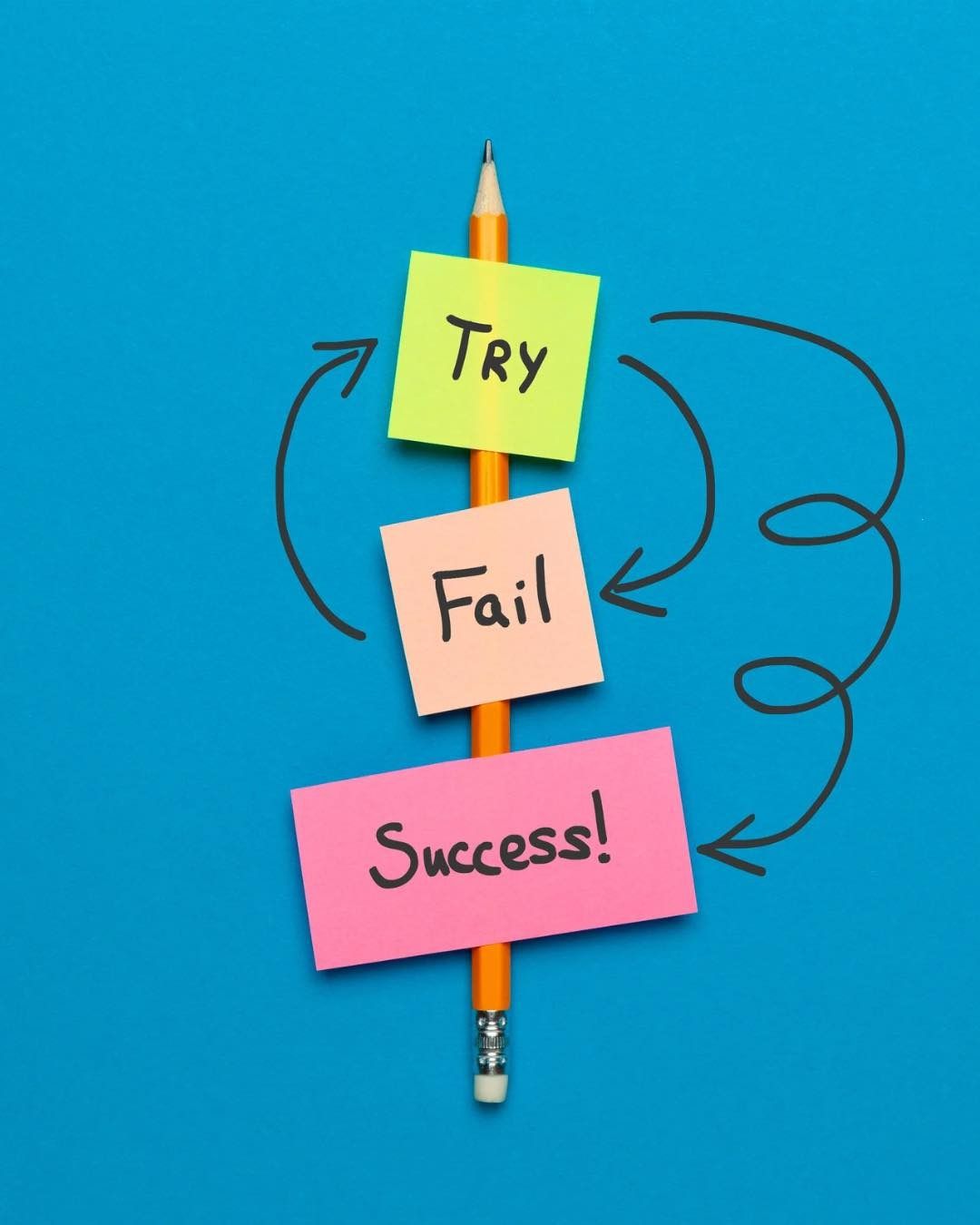 Yellow pencil with sticky notes: