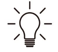A light bulb with rays coming out of it on a white background.