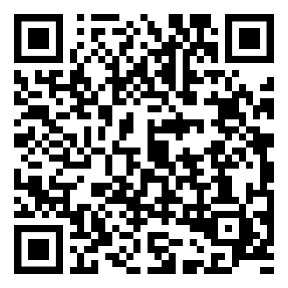 Ein schwarzweißer QR-Code auf weißem Hintergrund.