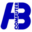 Un logo di computer blu su uno sfondo bianco
