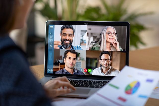 Laptop showing an ongoing meeting