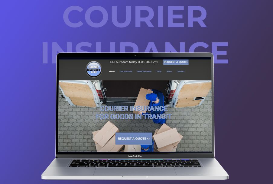 Courierinsurance.co.uk website homescreen display on a MacBook Pro