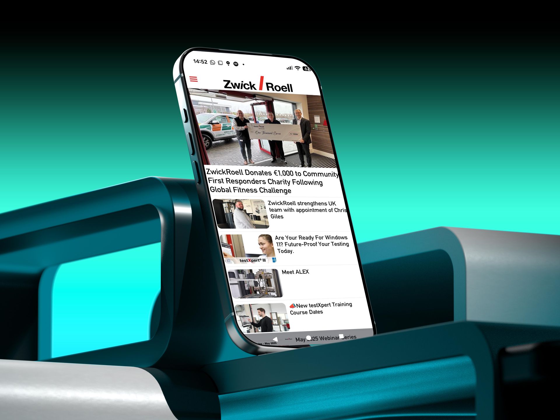 ZwickRoell app News page display