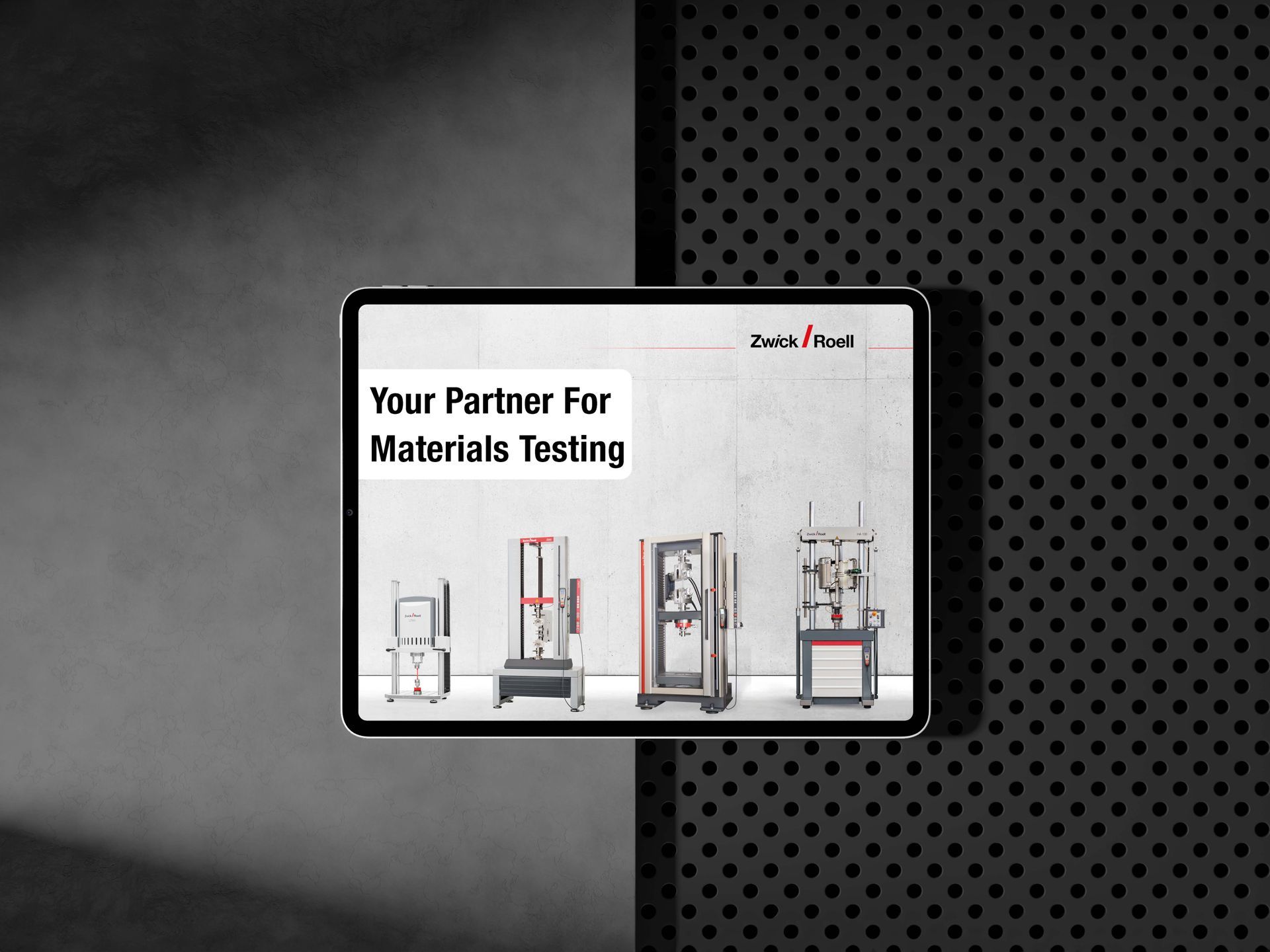 iPad pro displaying the ZwickRoell app design