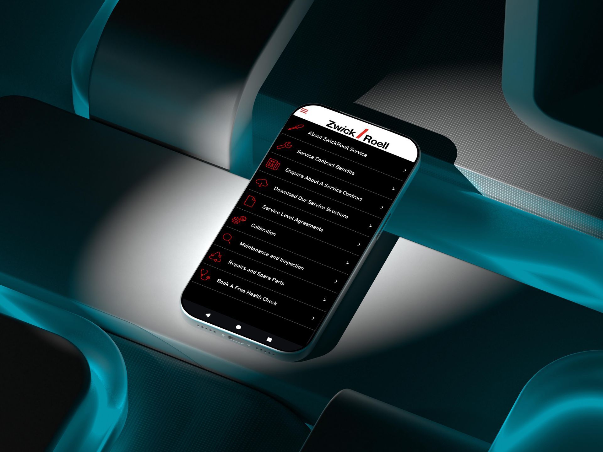 ZwickRoell App Service Menu display